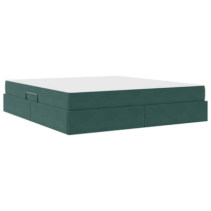 Letto con contenitore e materasso Verde Scuro 160 x 200 cm | homemem39