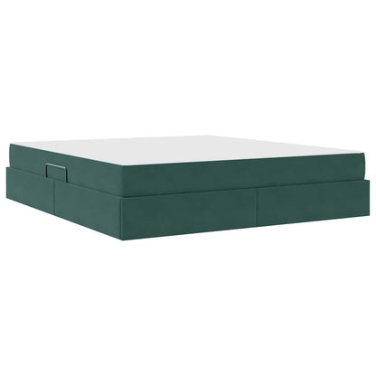 Letto con contenitore e materasso Verde Scuro 160 x 200 cm | homemem39