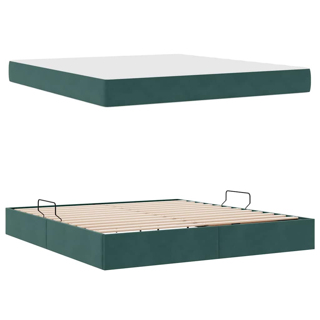 Letto con contenitore e materasso Verde Scuro 160 x 200 cm | homemem39