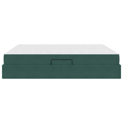 Letto con contenitore e materasso Verde Scuro 160 x 200 cm | homemem39