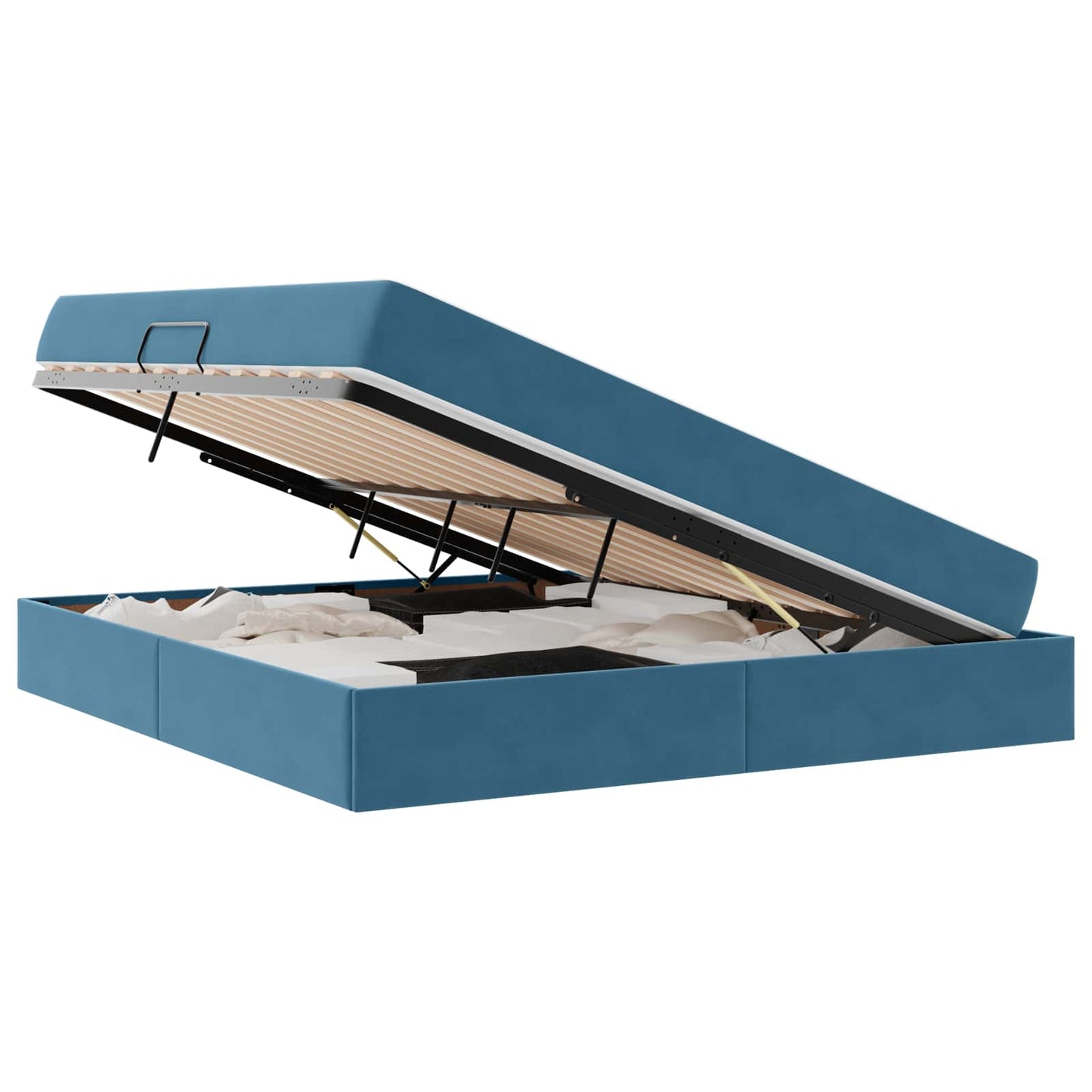 Letto con contenitore e materasso Blu Scuro 160 x 200 cm | homemem39