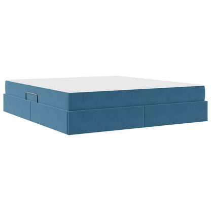 Letto con contenitore e materasso Blu Scuro 160 x 200 cm | homemem39