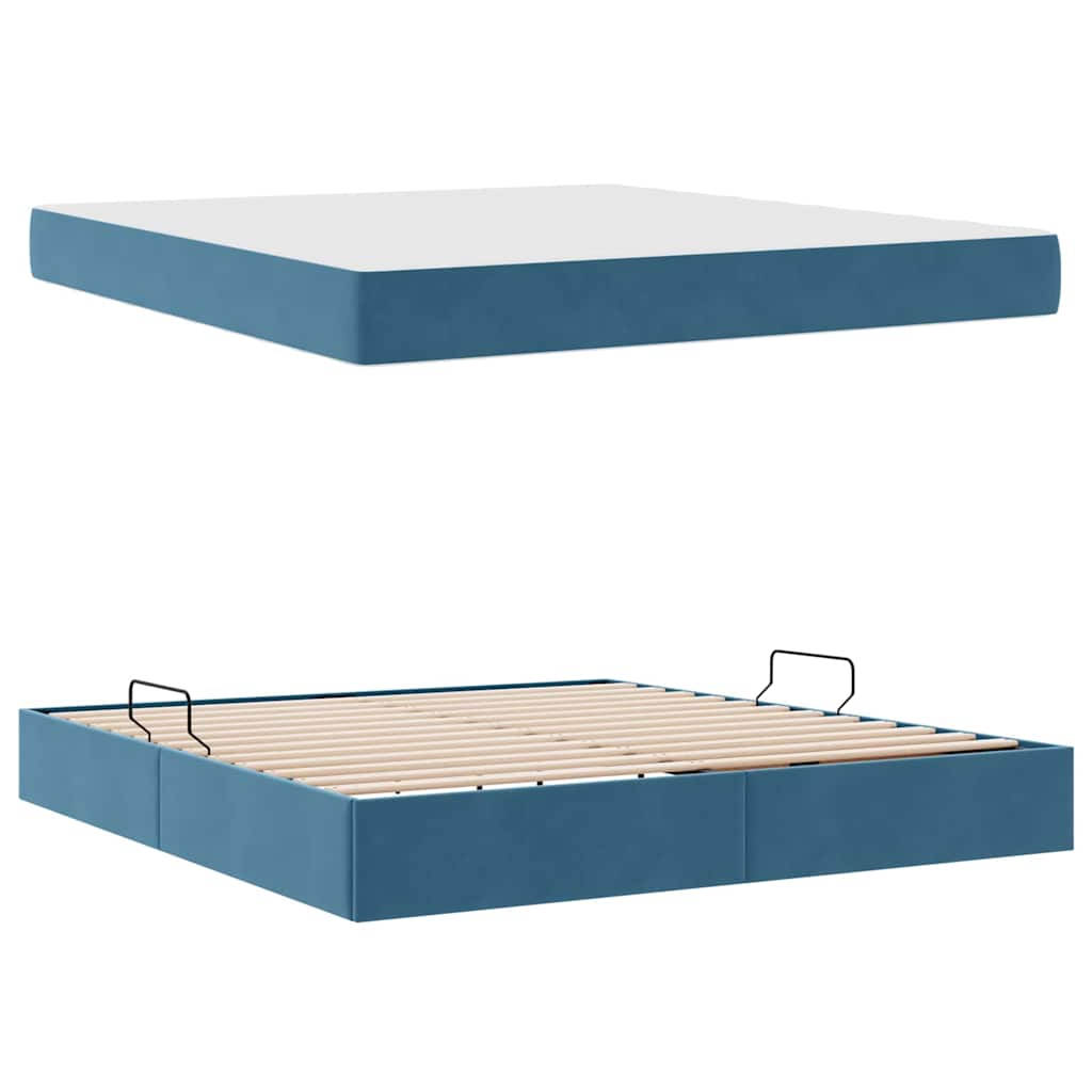 Letto con contenitore e materasso Blu Scuro 160 x 200 cm | homemem39