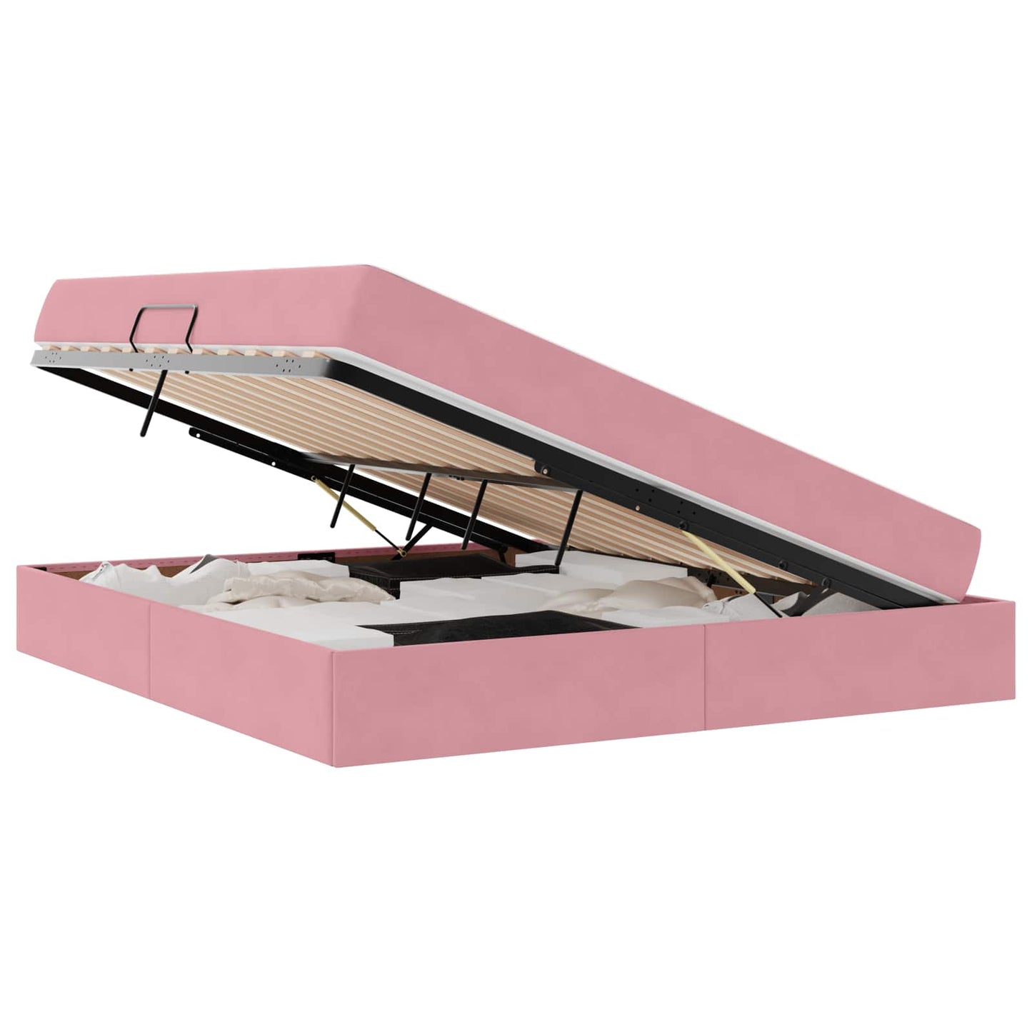 Letto con contenitore e materasso Rosa 160 x 200 cm Velluto | homemem39