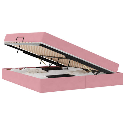 Letto con contenitore e materasso Rosa 160 x 200 cm Velluto | homemem39
