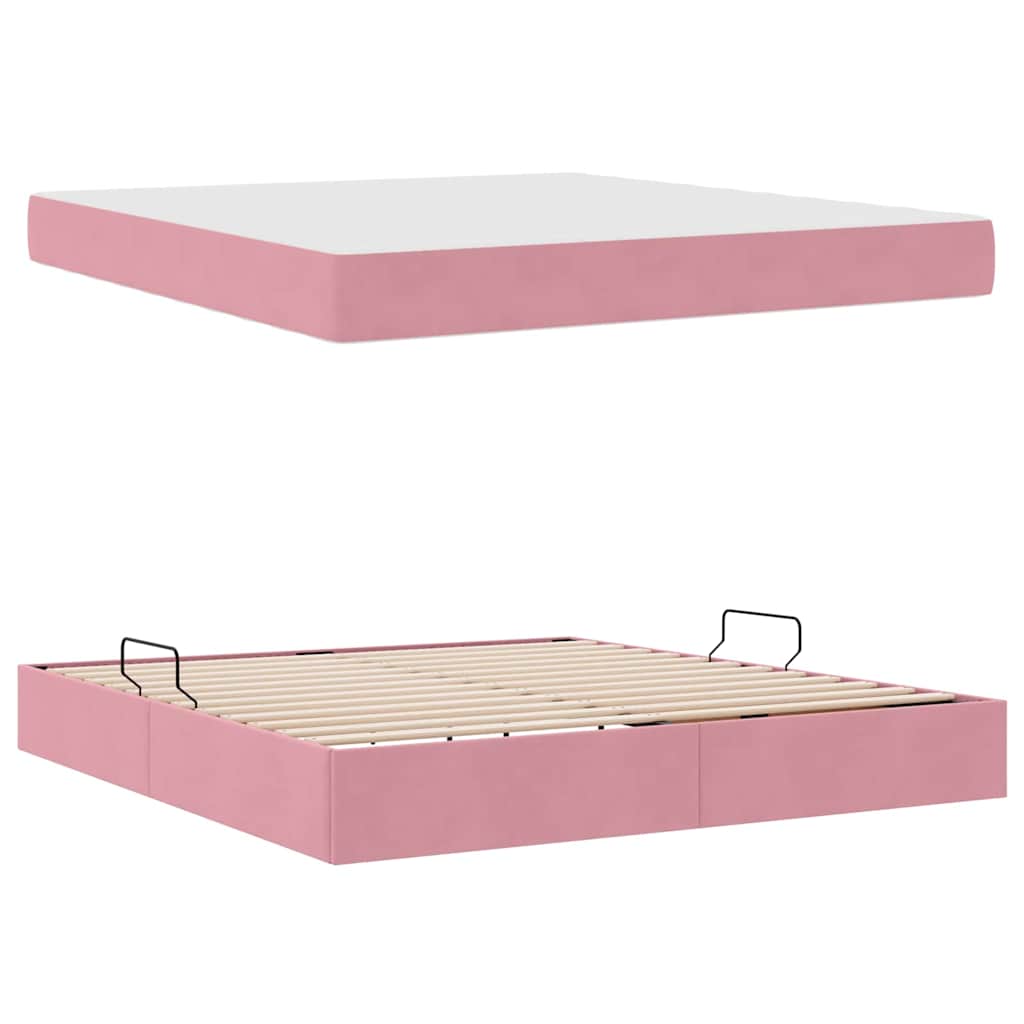 Letto con contenitore e materasso Rosa 160 x 200 cm Velluto | homemem39