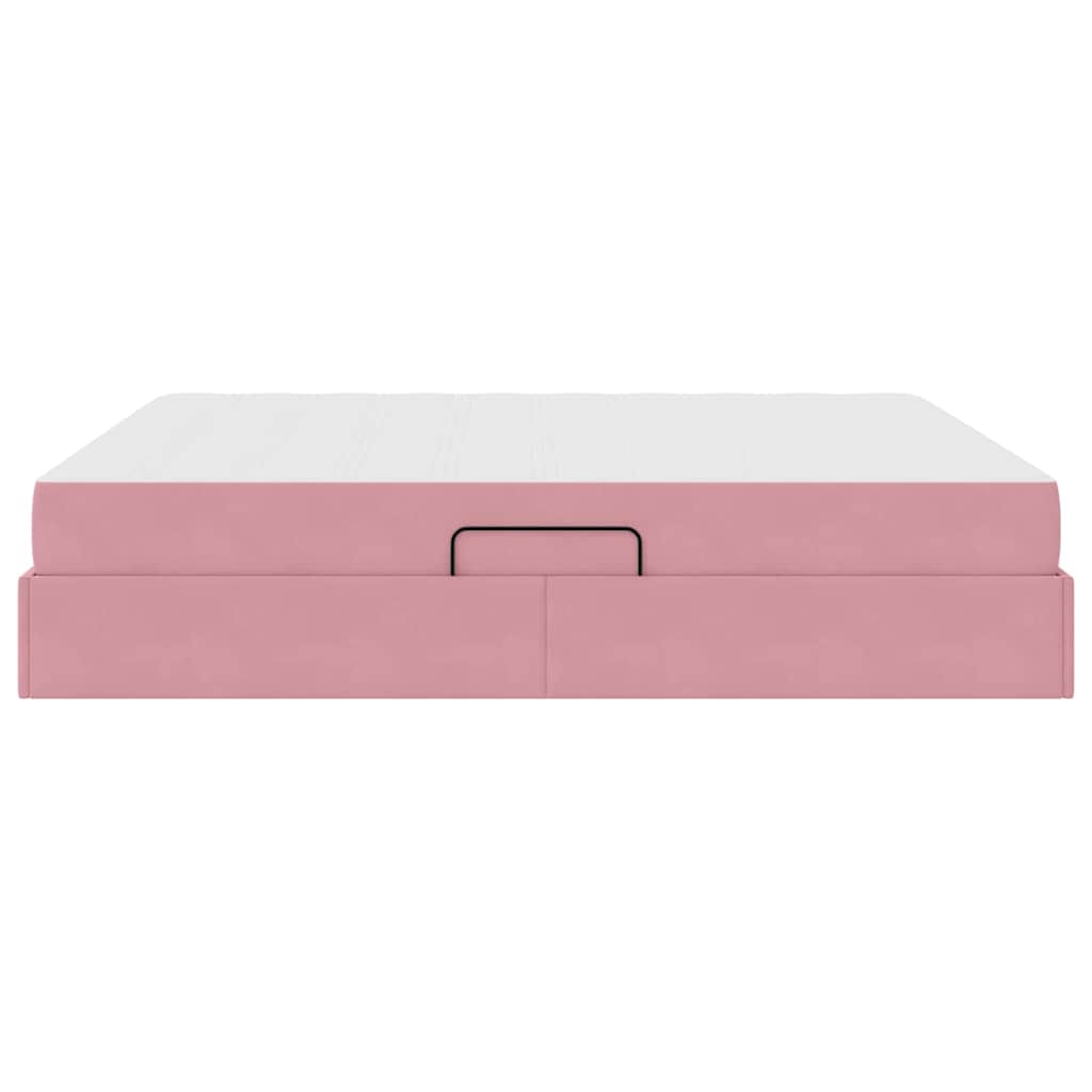 Letto con contenitore e materasso Rosa 160 x 200 cm Velluto | homemem39