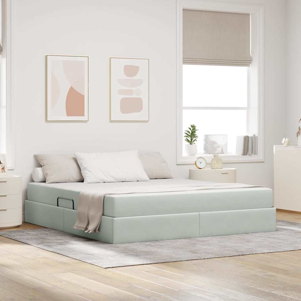 Letto con contenitore e materasso Grigio chiaro 180 x 200 cm | homemem39