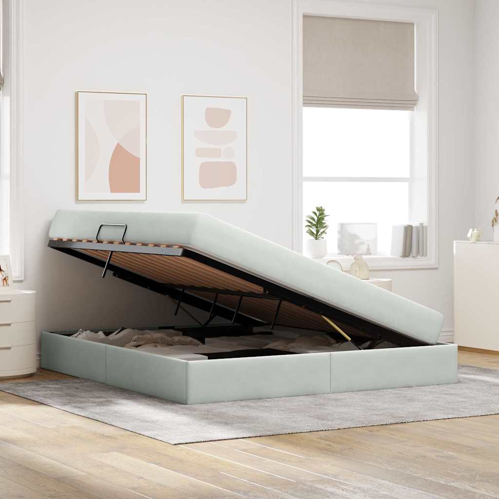 Letto con contenitore e materasso Grigio chiaro 180 x 200 cm | homemem39