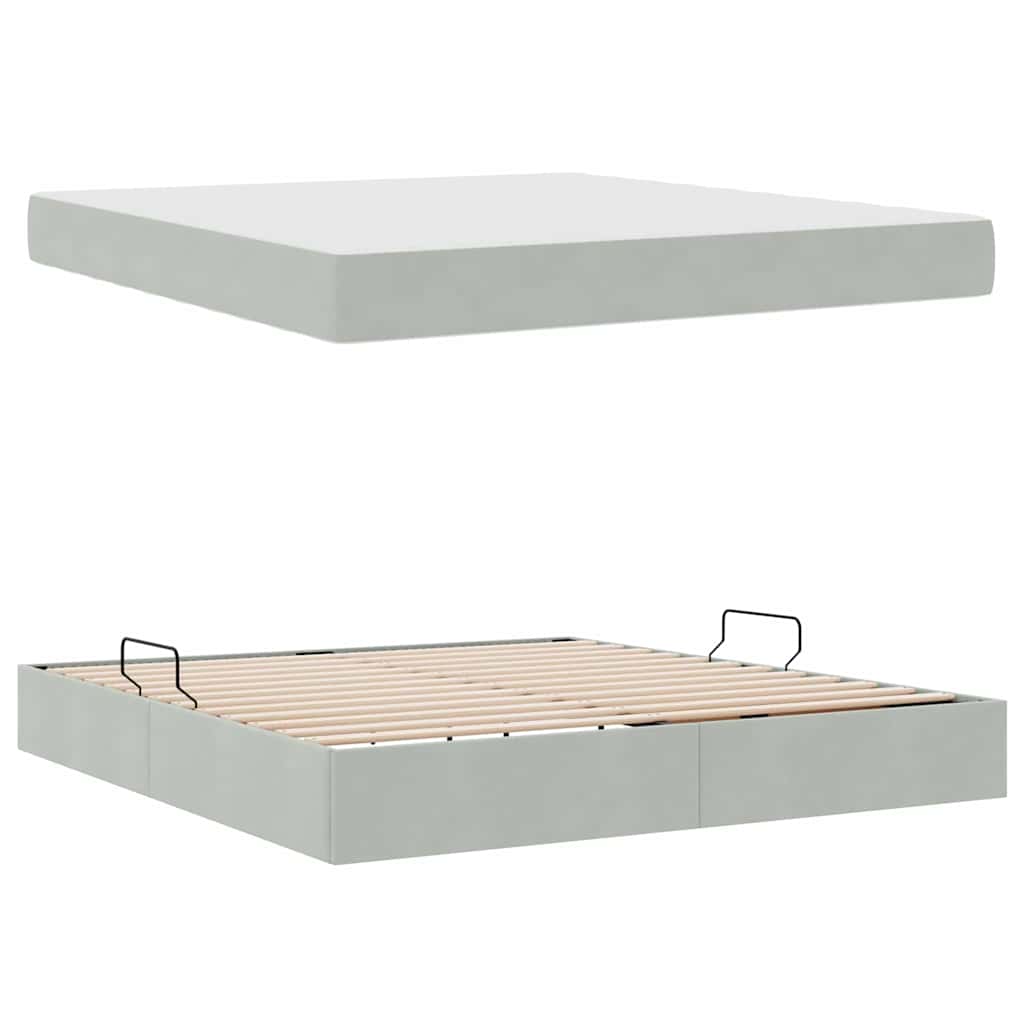 Letto con contenitore e materasso Grigio chiaro 180 x 200 cm | homemem39