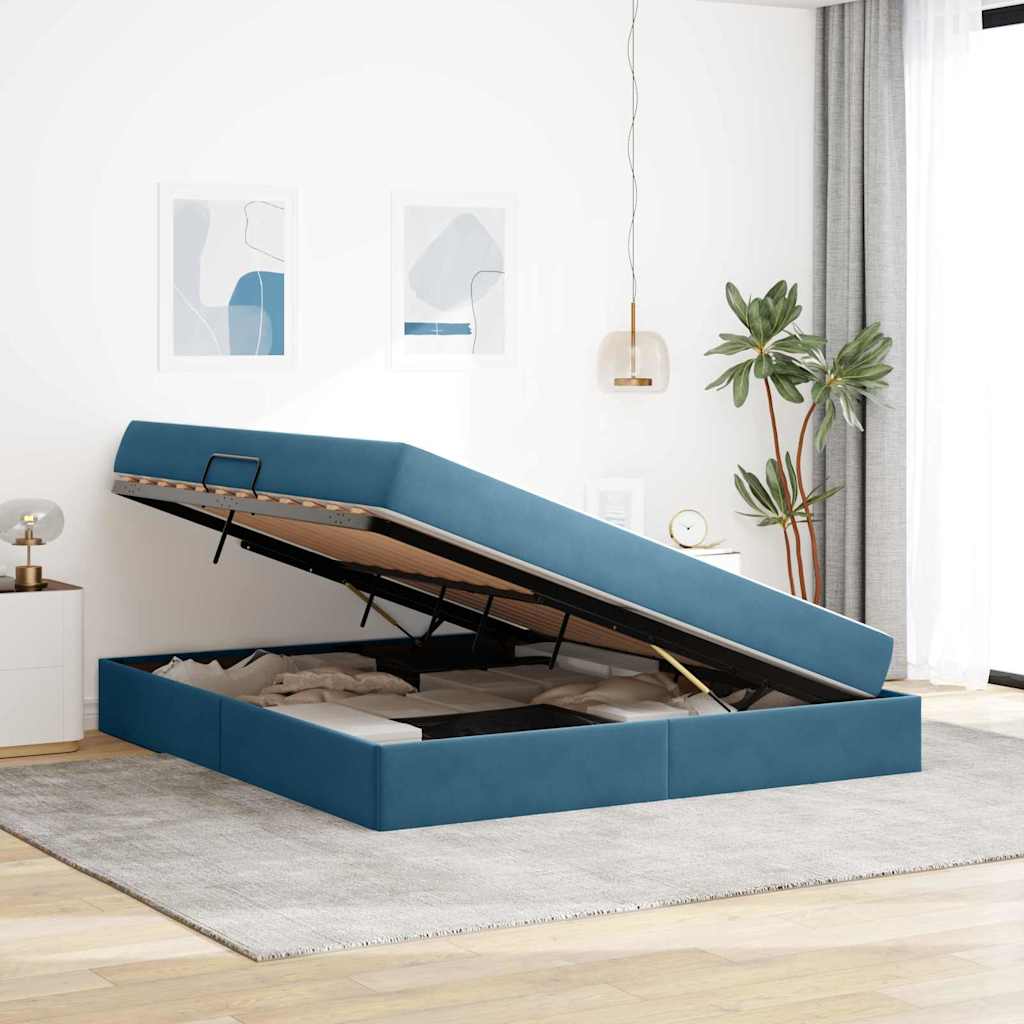 Letto con contenitore e materasso Blu Scuro 180 x 200 cm | homemem39