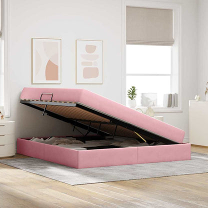 Letto con contenitore e materasso Rosa 180 x 200 cm Velluto | homemem39