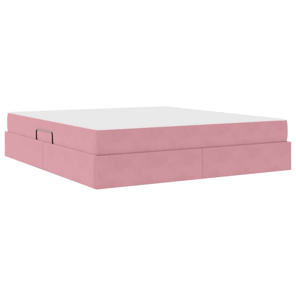 Letto con contenitore e materasso Rosa 180 x 200 cm Velluto | homemem39