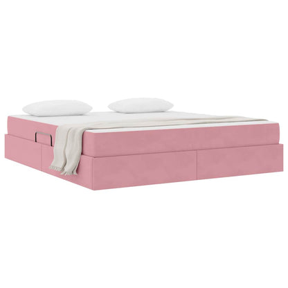Letto con contenitore e materasso Rosa 180 x 200 cm Velluto | homemem39