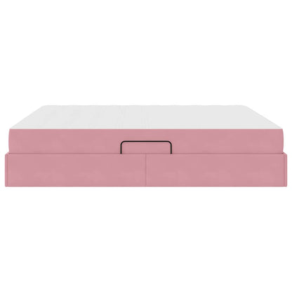 Letto con contenitore e materasso Rosa 180 x 200 cm Velluto | homemem39
