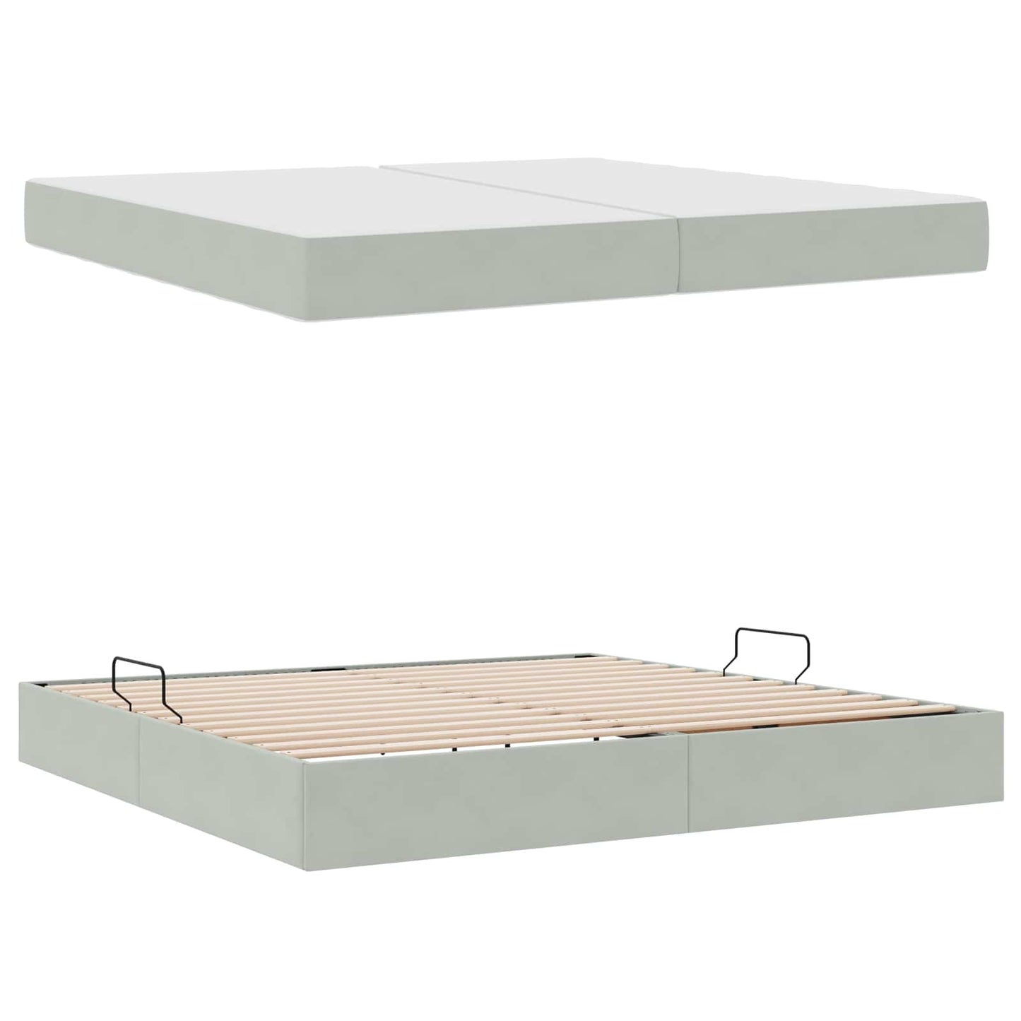 Letto con contenitore e materasso Grigio chiaro 200 x 200 cm | homemem39