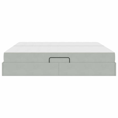 Letto con contenitore e materasso Grigio chiaro 200 x 200 cm | homemem39