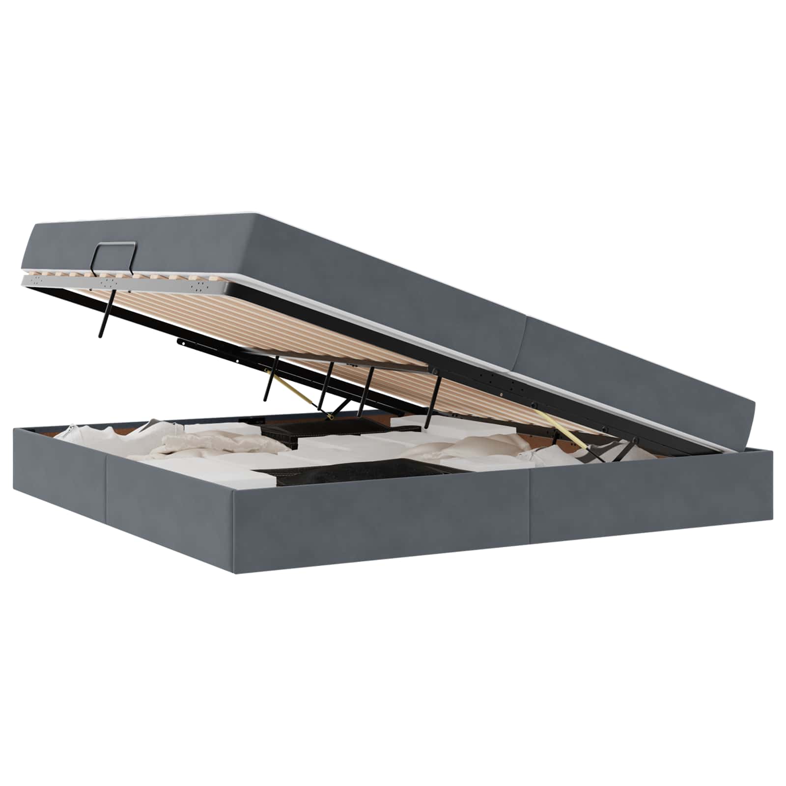 Letto con contenitore e materasso Grigio scuro 200 x 200 cm | homemem39