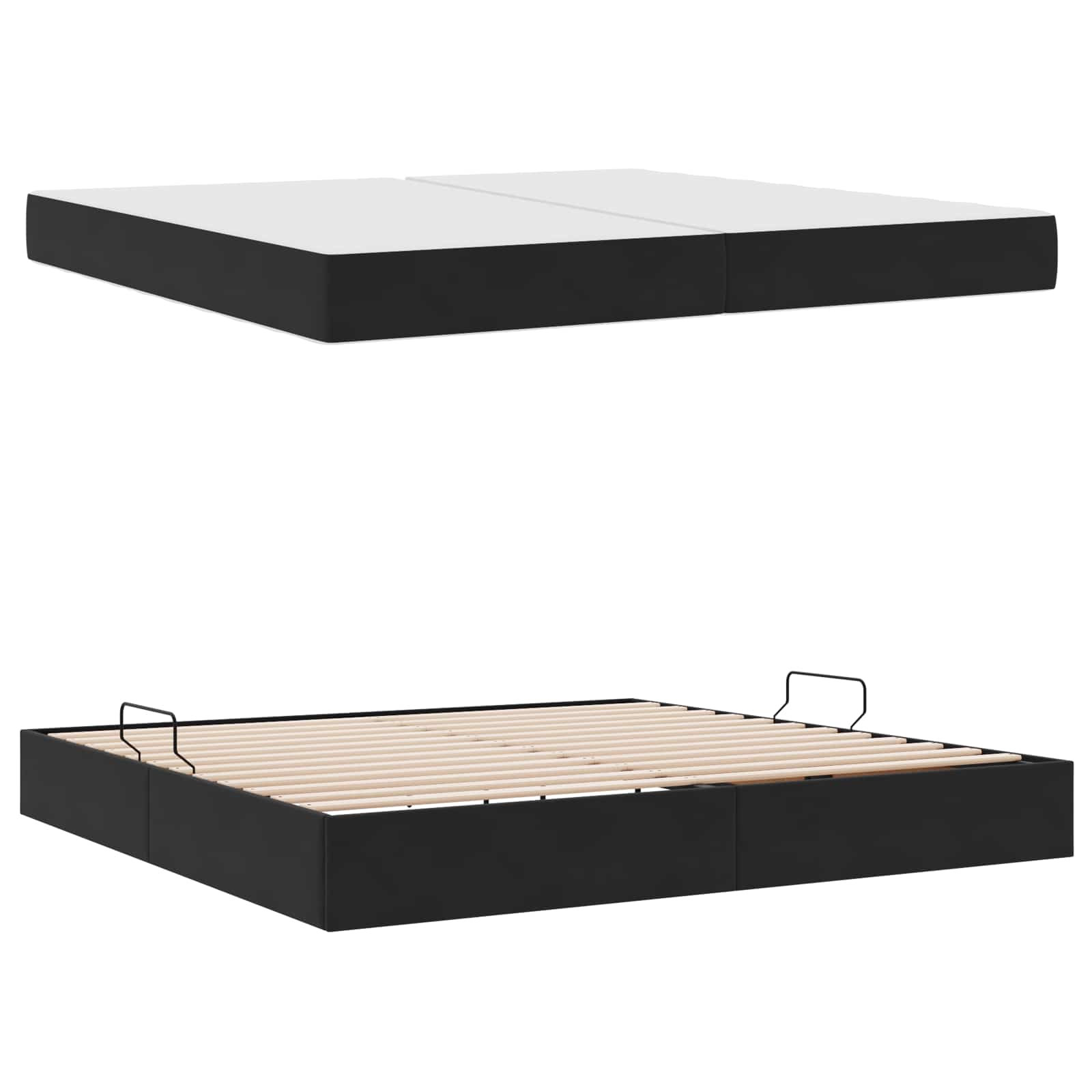 Letto con contenitore e materasso Nero 200 x 200 cm Velluto | homemem39