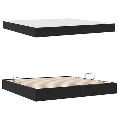 Letto con contenitore e materasso Nero 200 x 200 cm Velluto | homemem39