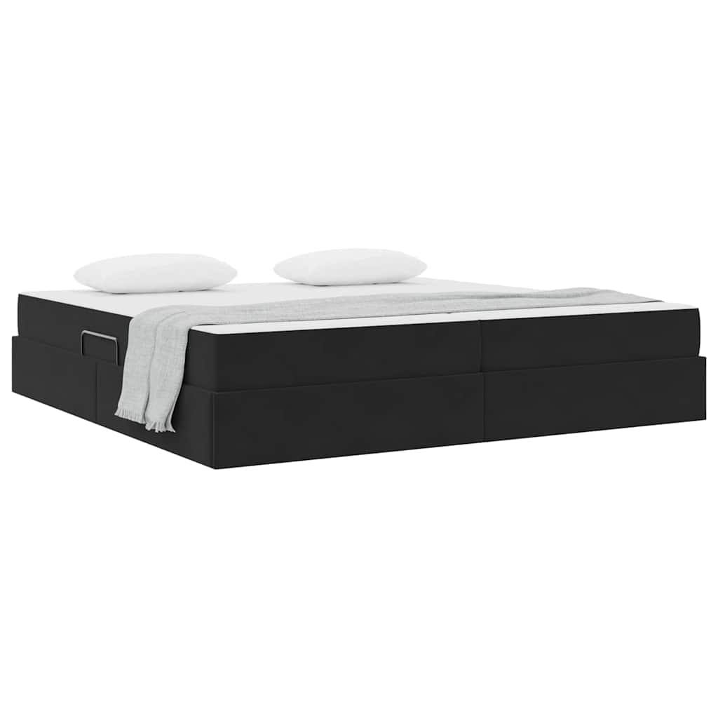 Letto con contenitore e materasso Nero 200 x 200 cm Velluto | homemem39