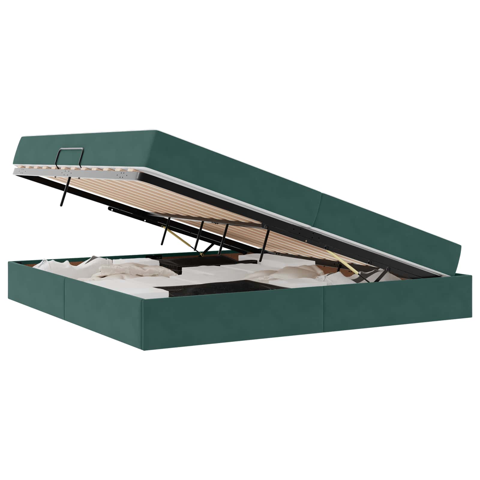 Letto con contenitore e materasso Verde Scuro 200 x 200 cm | homemem39