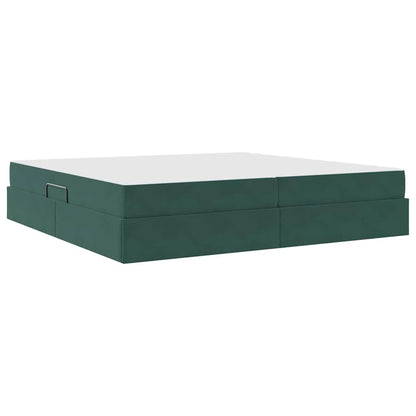 Letto con contenitore e materasso Verde Scuro 200 x 200 cm | homemem39