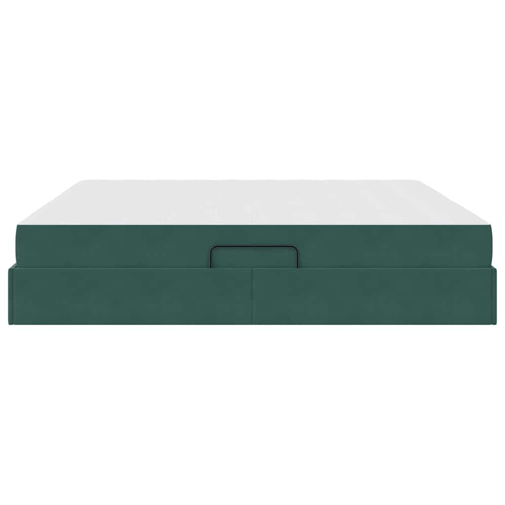Letto con contenitore e materasso Verde Scuro 200 x 200 cm | homemem39
