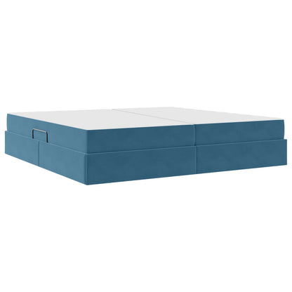 Letto con contenitore e materasso Blu Scuro 200 x 200 cm | homemem39