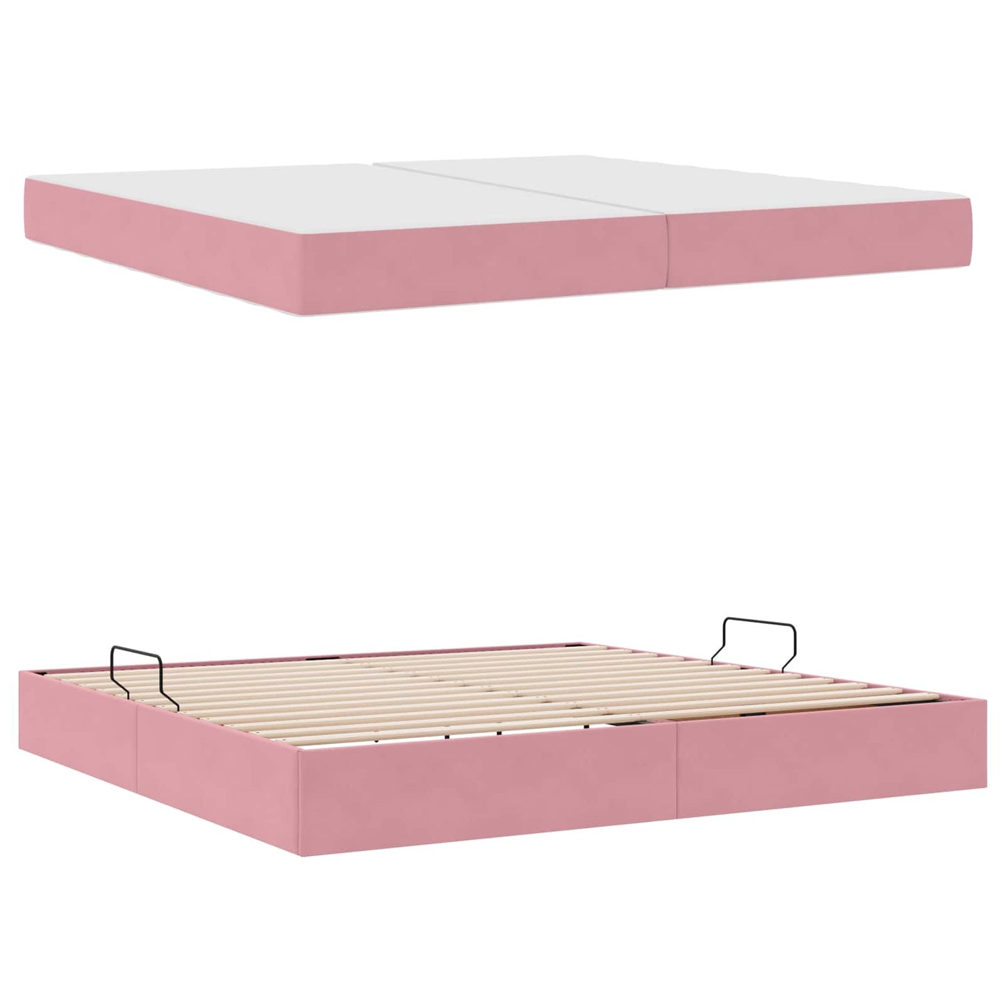 Letto con contenitore e materasso Rosa 200 x 200 cm Velluto | homemem39