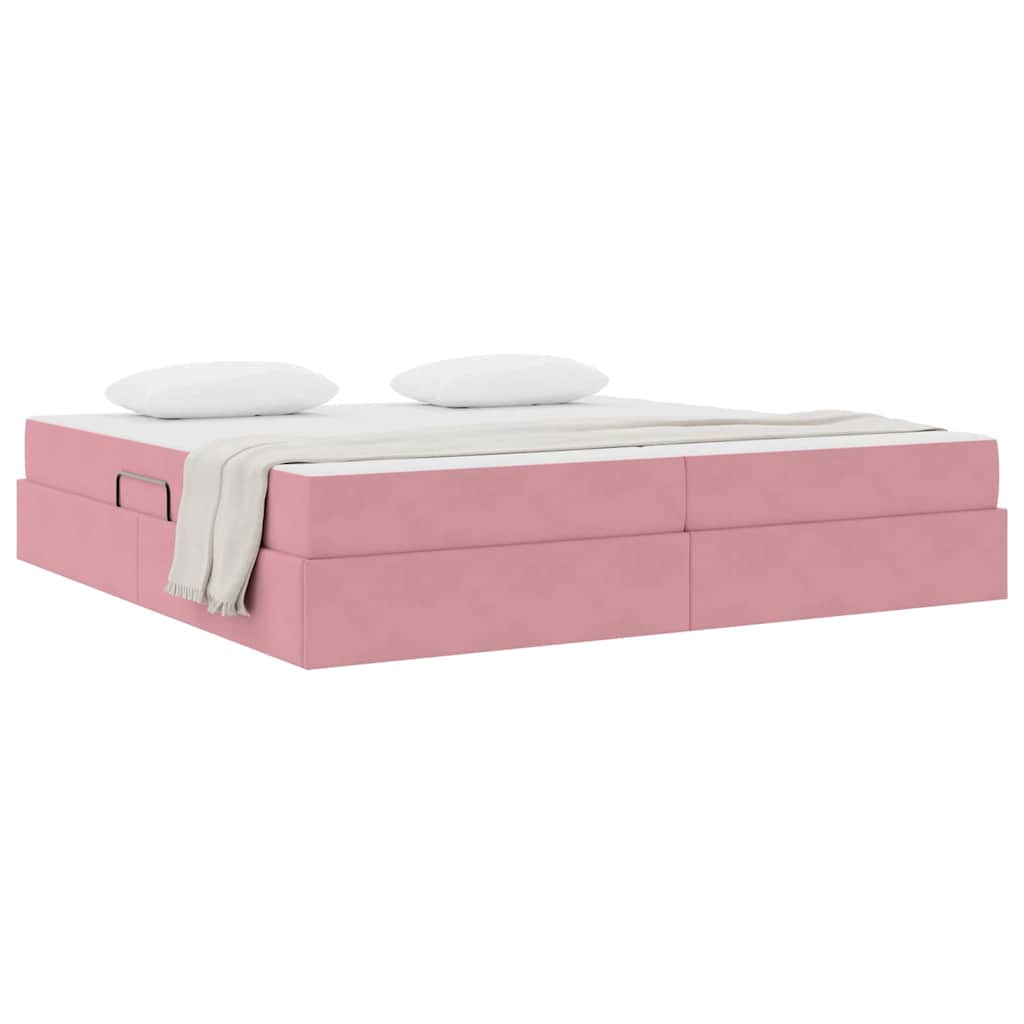Letto con contenitore e materasso Rosa 200 x 200 cm Velluto | homemem39