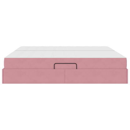 Letto con contenitore e materasso Rosa 200 x 200 cm Velluto | homemem39
