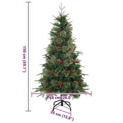 Albero di Natale Artificiale con Rami Pieghevoli Verde 150 cm