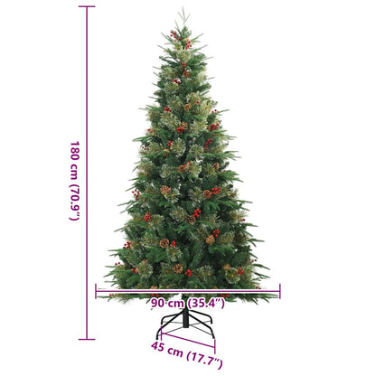 Albero di Natale Artificiale con Rami Pieghevoli Verde 180 cm