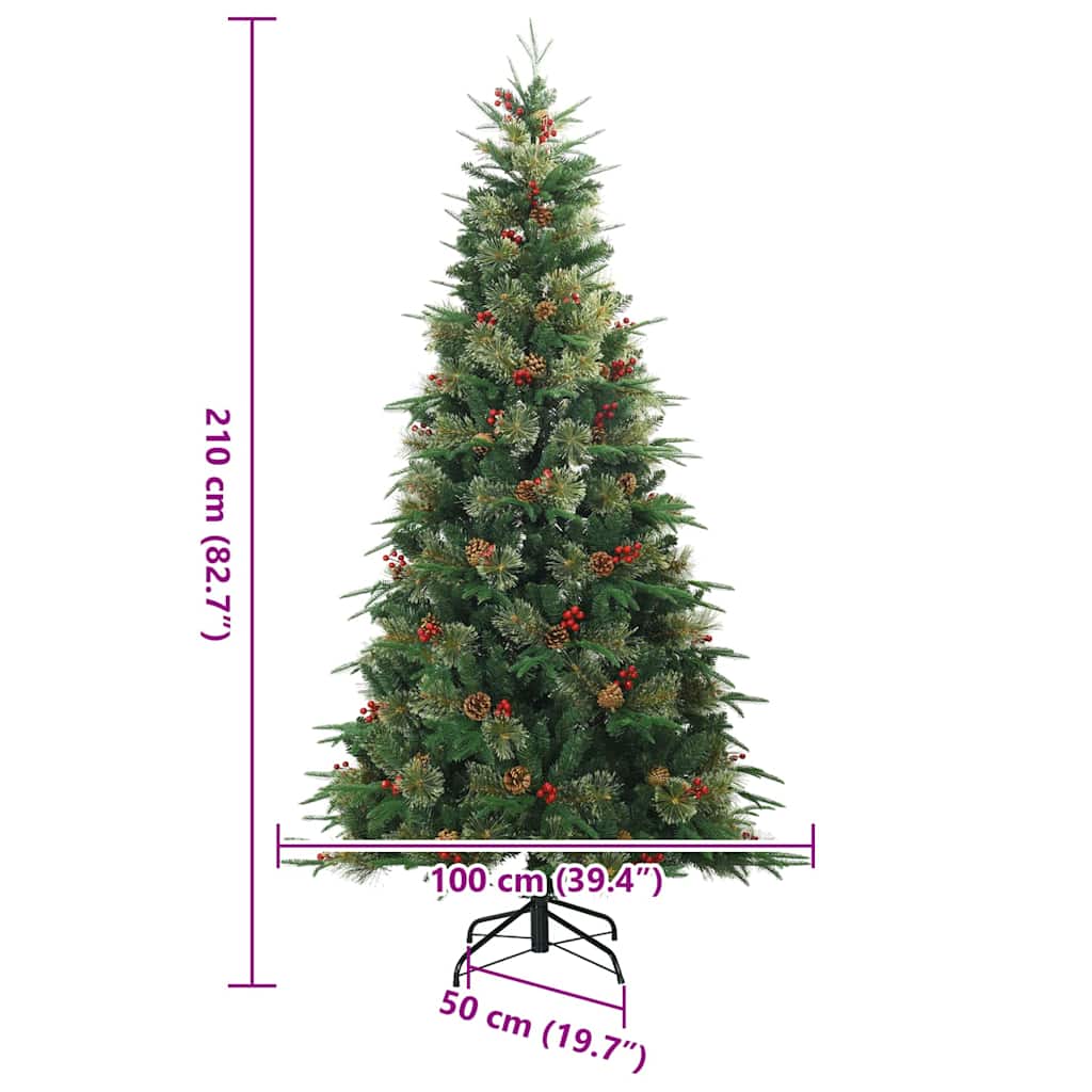 Albero di Natale Artificiale con Rami Pieghevoli Verde 210 cm