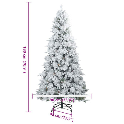 Albero di Natale Artificiale Snodato Foderato di Neve Bianco