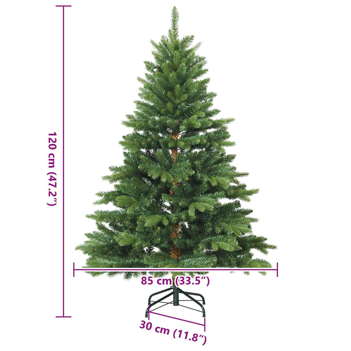 Albero di Natale Artificiale con Rami Pieghevoli Verde 120 cm | homemem39