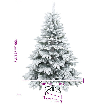 Albero di Natale Artificiale Snodato Foderato di Neve Bianco
