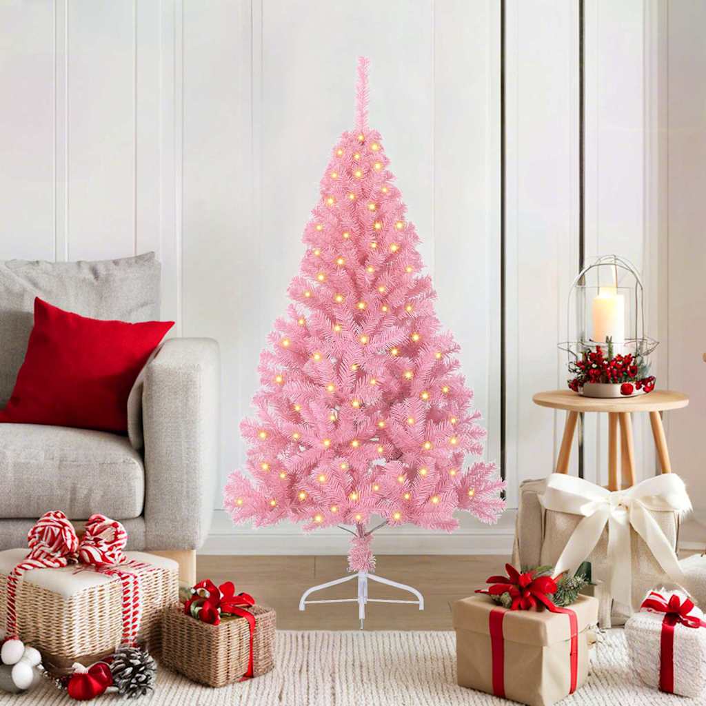Albero di Natale artificiale con luci integrate Rosa 120 cm PVC | homemem39