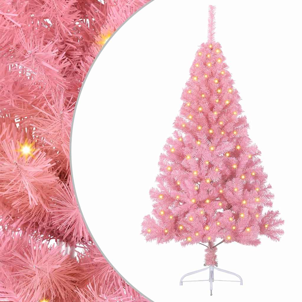 Albero di Natale artificiale con luci integrate Rosa 120 cm PVC | homemem39