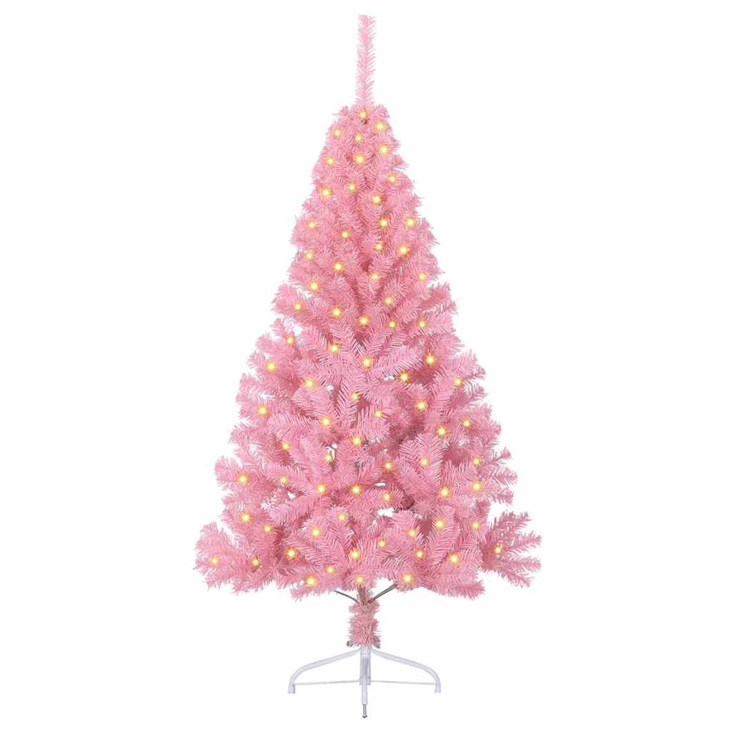 Albero di Natale artificiale con luci integrate Rosa 120 cm PVC | homemem39
