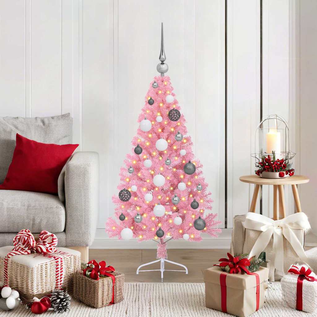 Albero di Natale artificiale con luci integrate Rosa 120 cm PVC | homemem39