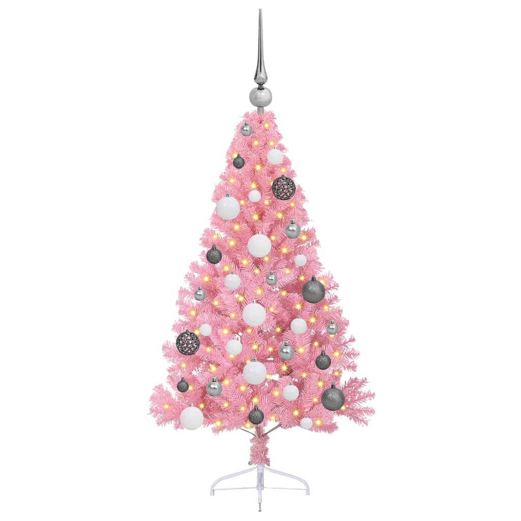 Albero di Natale artificiale con luci integrate Rosa 120 cm PVC | homemem39