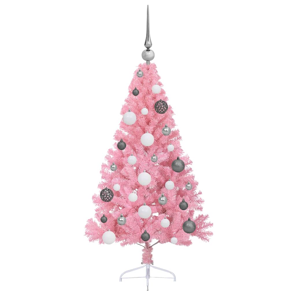 Albero di Natale artificiale con luci integrate Rosa 120 cm PVC | homemem39
