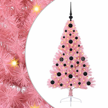 Albero di Natale artificiale con luci integrate Rosa 120 cm PVC | homemem39