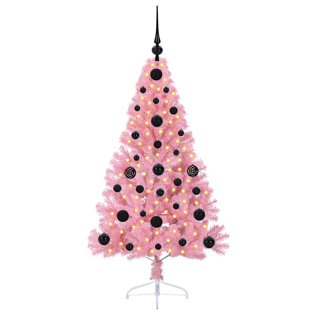 Albero di Natale artificiale con luci integrate Rosa 120 cm PVC | homemem39