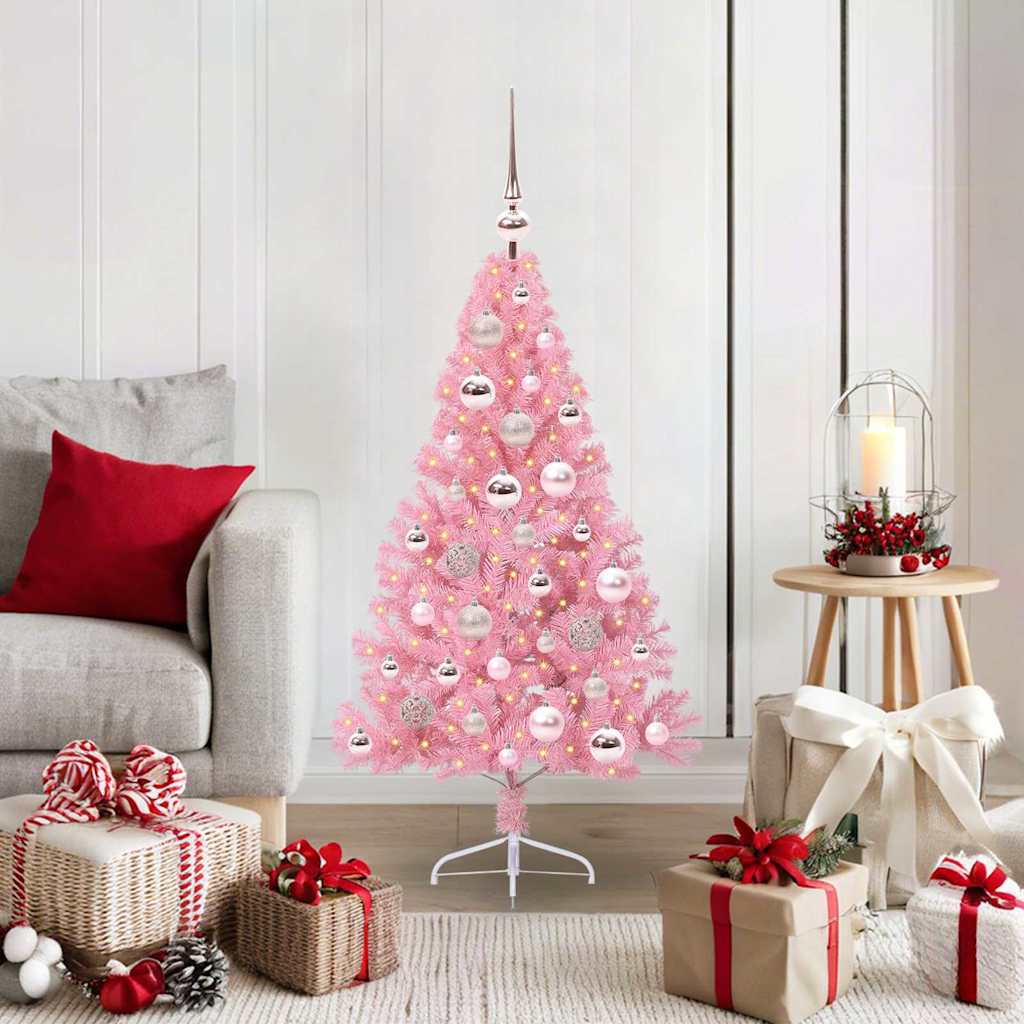 Albero di Natale artificiale con luci integrate Rosa 120 cm PVC | homemem39