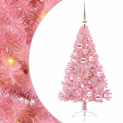 Albero di Natale artificiale con luci integrate Rosa 120 cm PVC | homemem39