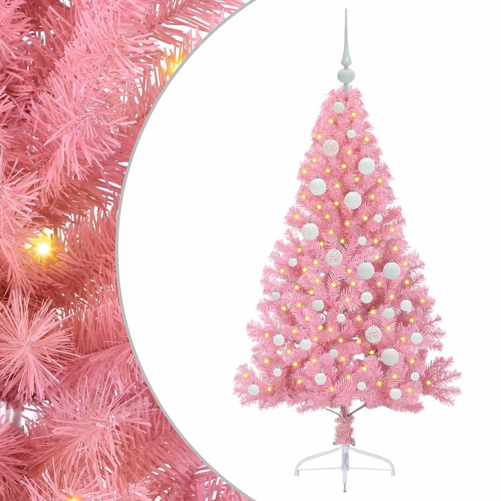 Albero di Natale artificiale con luci integrate Rosa 120 cm PVC | homemem39