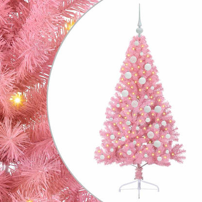 Albero di Natale artificiale con luci integrate Rosa 120 cm PVC | homemem39